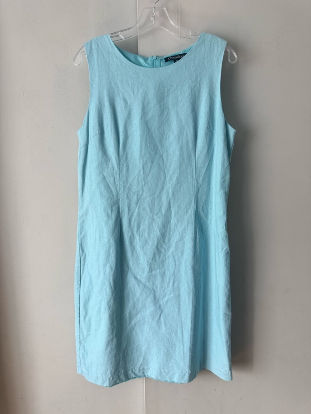 Classic Sleeveless Light Blue Sheath Dress - Picture 2 of 5